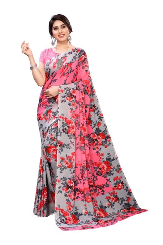 Fancy Georgette Printed Saree With blouse
